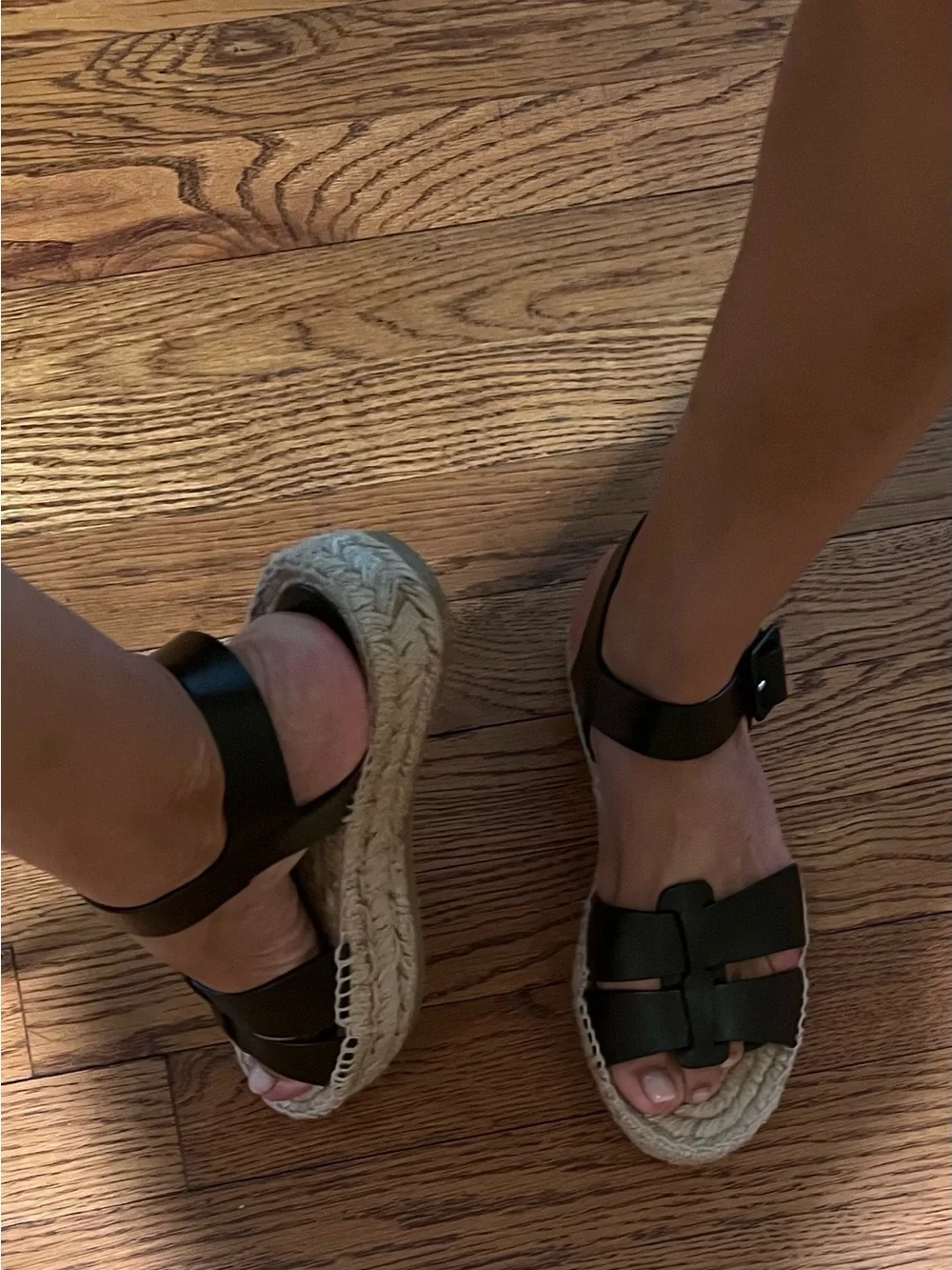 Paloma Barceló Black Leather Espadrille Platform Sandals